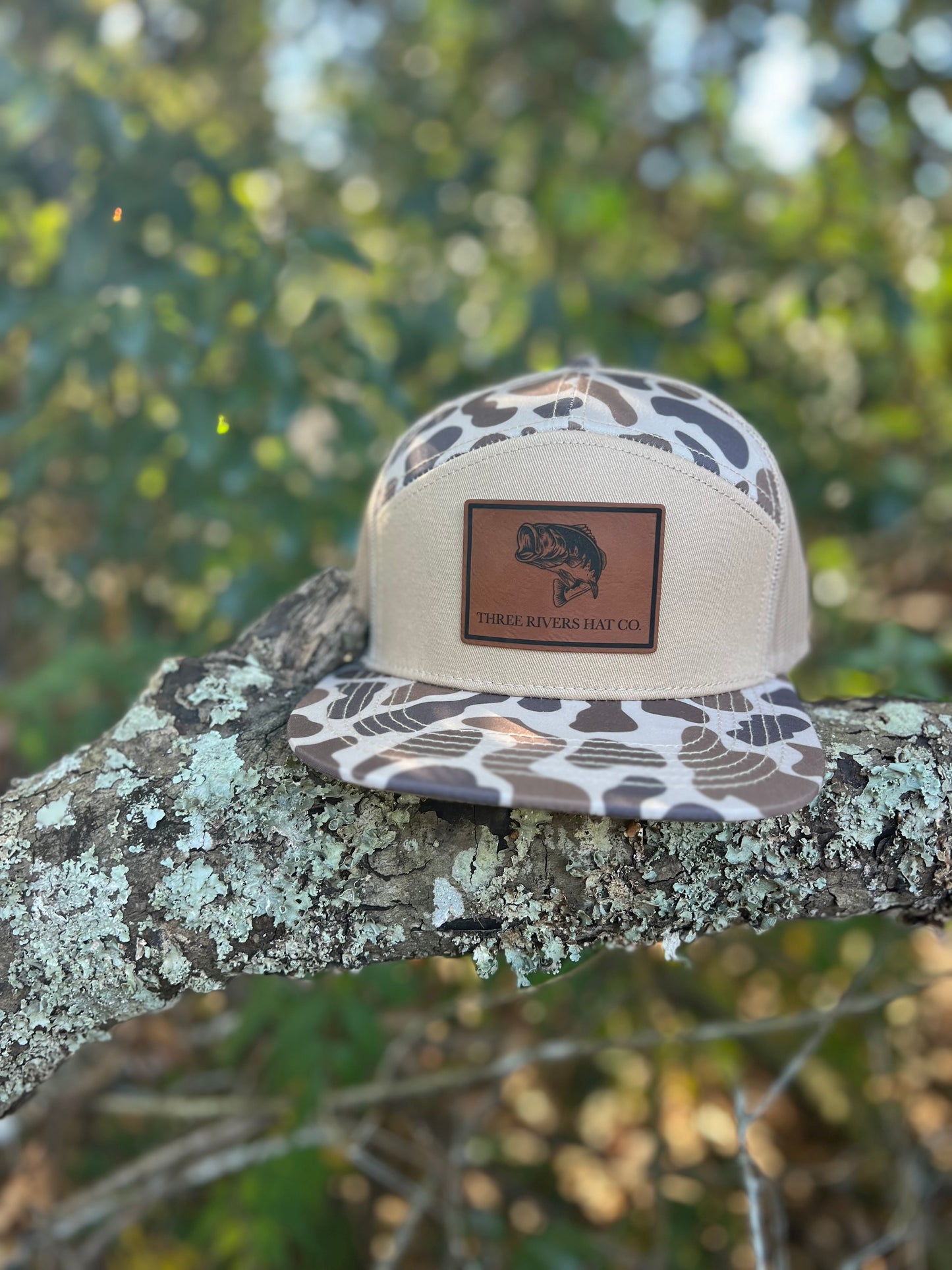 Bass Silhouette- “Old’s Cool” Camo Flatbill Snapback - Lost Hat Co.