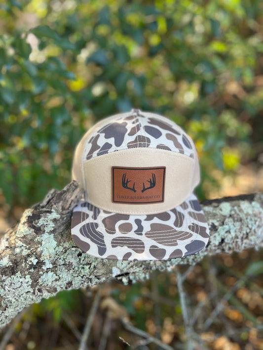 Deer Horns - “Old’s Cool” Camo Flatbill Snapback - Lost Hat Co. 7 panel