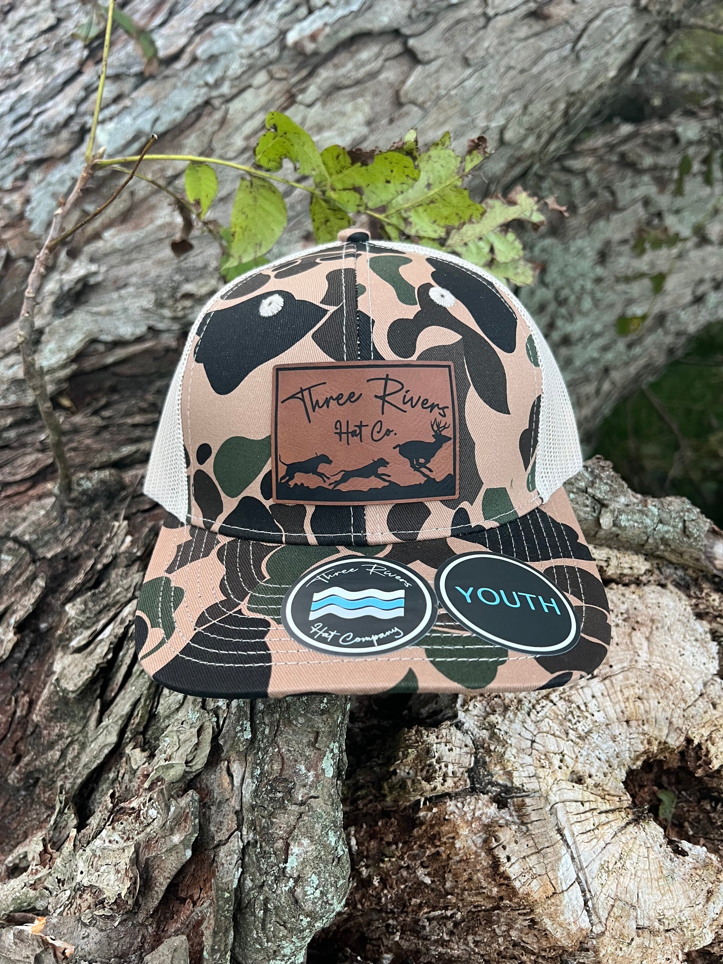 YOUTH - Deer Dog Hunting - Old School Duck Camo - 6 panel trucker snap back