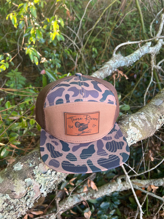 Gobbler on the Roost - “Old’s Cool” Camo Flatbill Snapback - Lost Hat Co. 7 panel